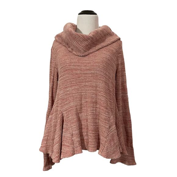 Anthropologie Postmark Maurisa Cowlneck Waffle Knit Top - Pink - Small - Picture 1 of 16